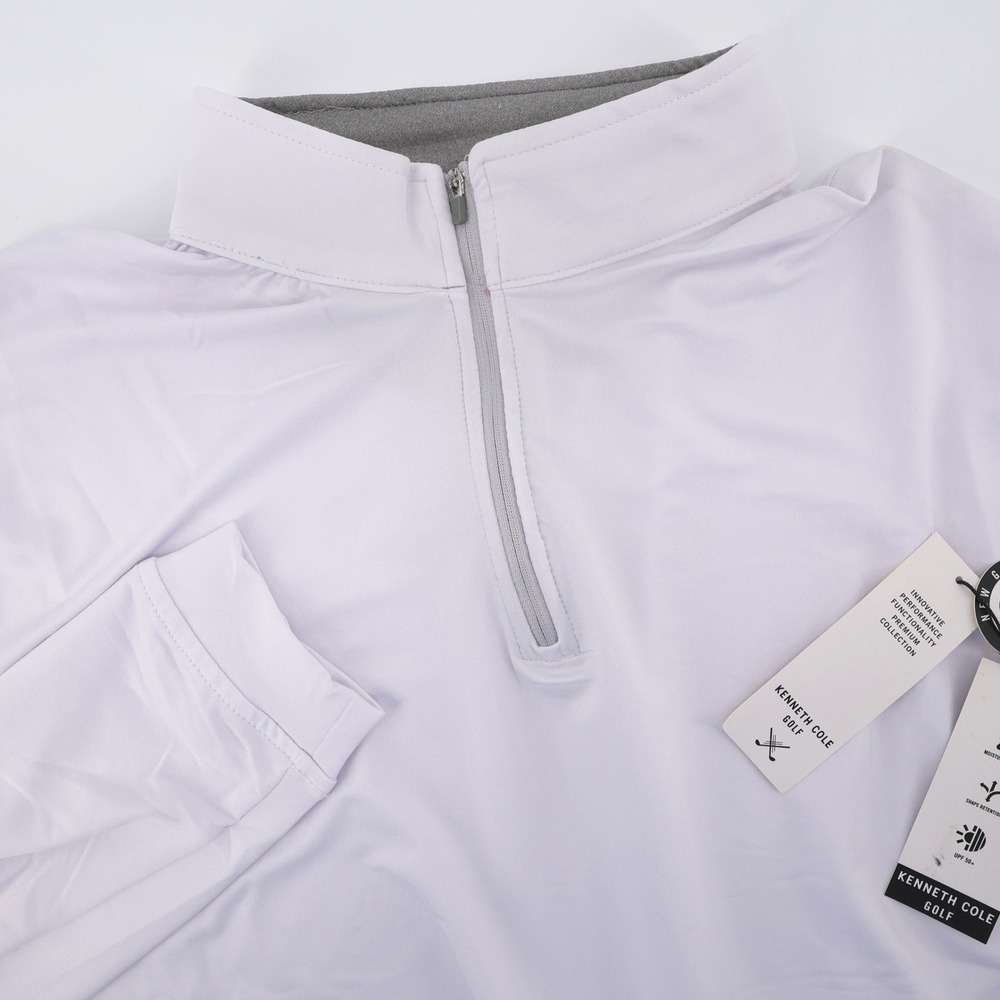 NEW Kenneth Cole Performance Quarter-Zip Pullover White Long Sleeve Mens XXL